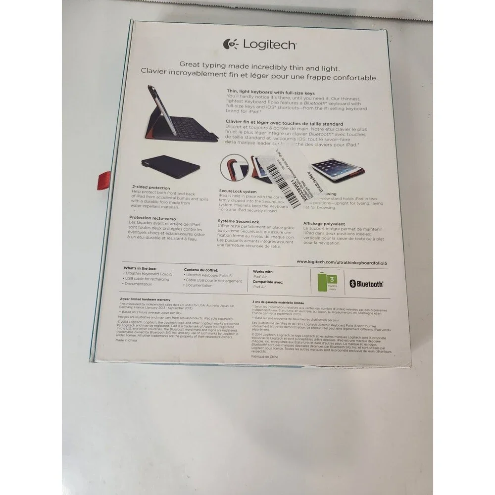 Logitech Ultrathin Bluetooth Keyboard Folio for iPad Air Black Folio